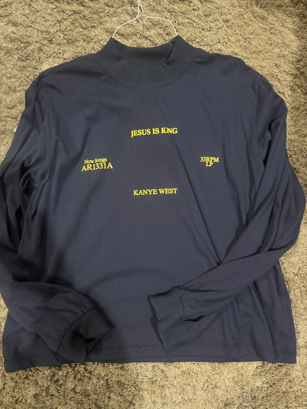 Yeezy Navy Long Sleeve Tee with Yellow Text